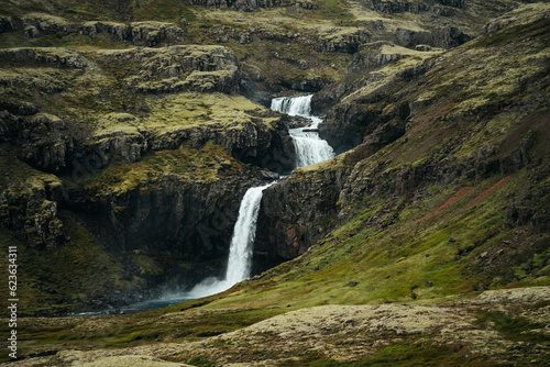 Waterfall along the Öxi Pass, Eastfjords, Iceland