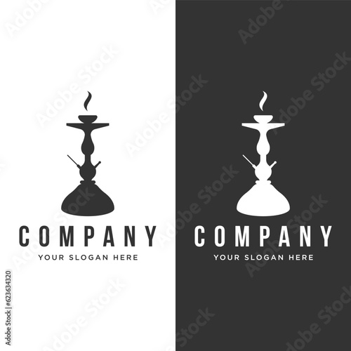 Isolated hookah, shisha or water pipe Logo design for club, bar, cafe and shop.