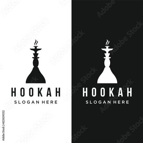 Isolated hookah, shisha or water pipe Logo design for club, bar, cafe and shop.