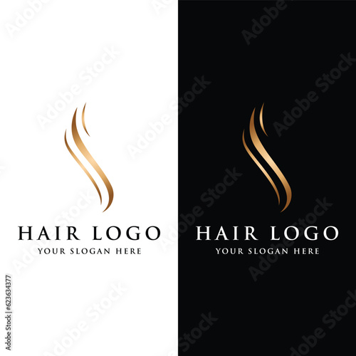 Abstract Logo template design luxury and beautiful hair waves Logo for business, salon, beauty, hairdresser, care.