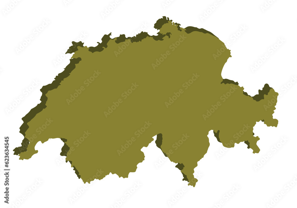 Switzerland map. Swiss map 3d color map
