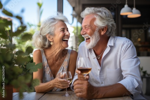 Old happy people spend time together. Portrait with selective focus
