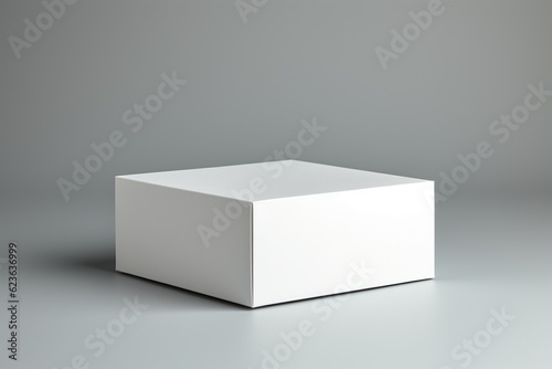 Clean and Minimalistic White Blank Box Packaging Mockup Created with Generative AI © dendyh7