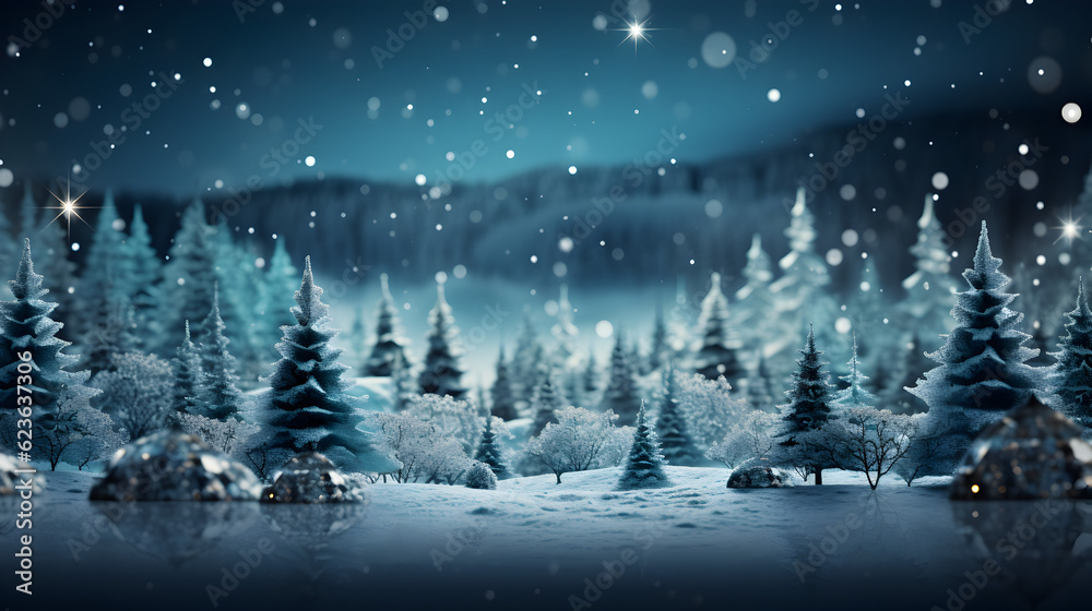 Merry Christmas and happy New Year snow background Generative AI