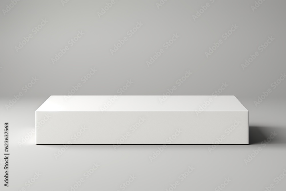 Clean and Minimalistic White Blank Box Packaging Mockup Created with Generative AI Clean and Minimalistic White Blank Box Packaging Mockup Created with Generative AI