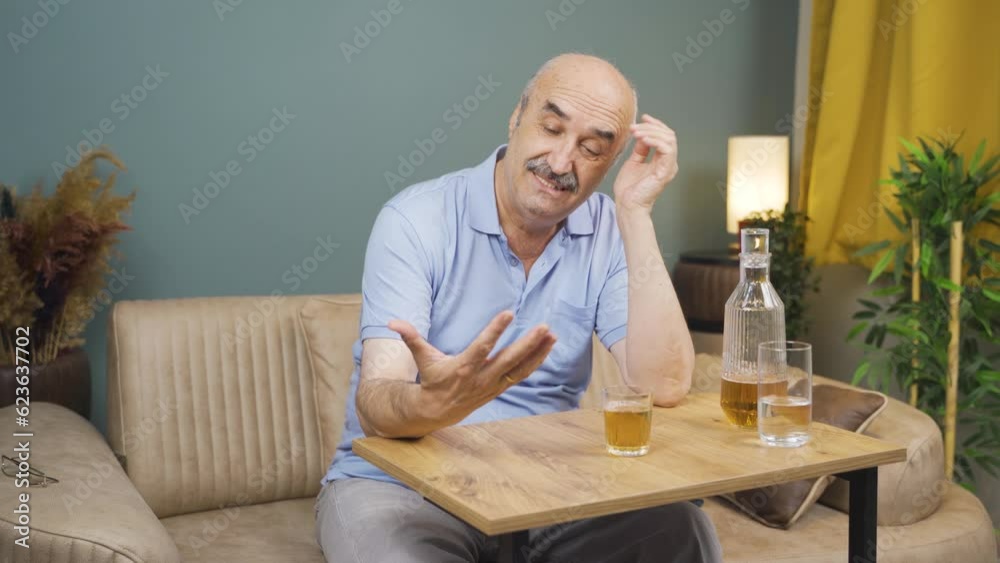 Alcoholic old man fights with his wife.