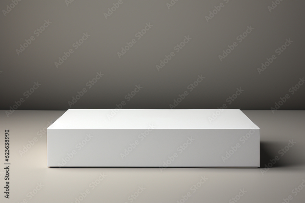 Clean and Minimalistic White Blank Box Packaging Mockup Created with Generative AI Clean and Minimalistic White Blank Box Packaging Mockup Created with Generative AI