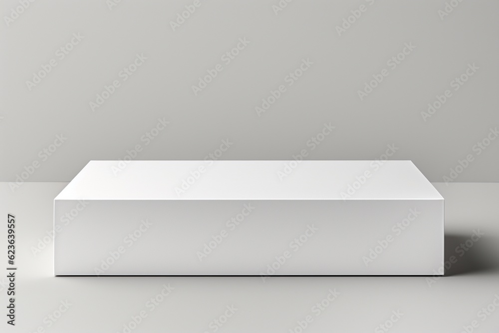 Clean and Minimalistic White Blank Box Packaging Mockup Created with Generative AI Clean and Minimalistic White Blank Box Packaging Mockup Created with Generative AI