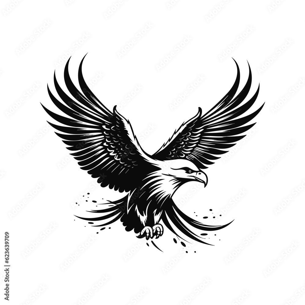 Fototapeta premium Minimalist vector of an eagle. Suitable for logo or tattoo.