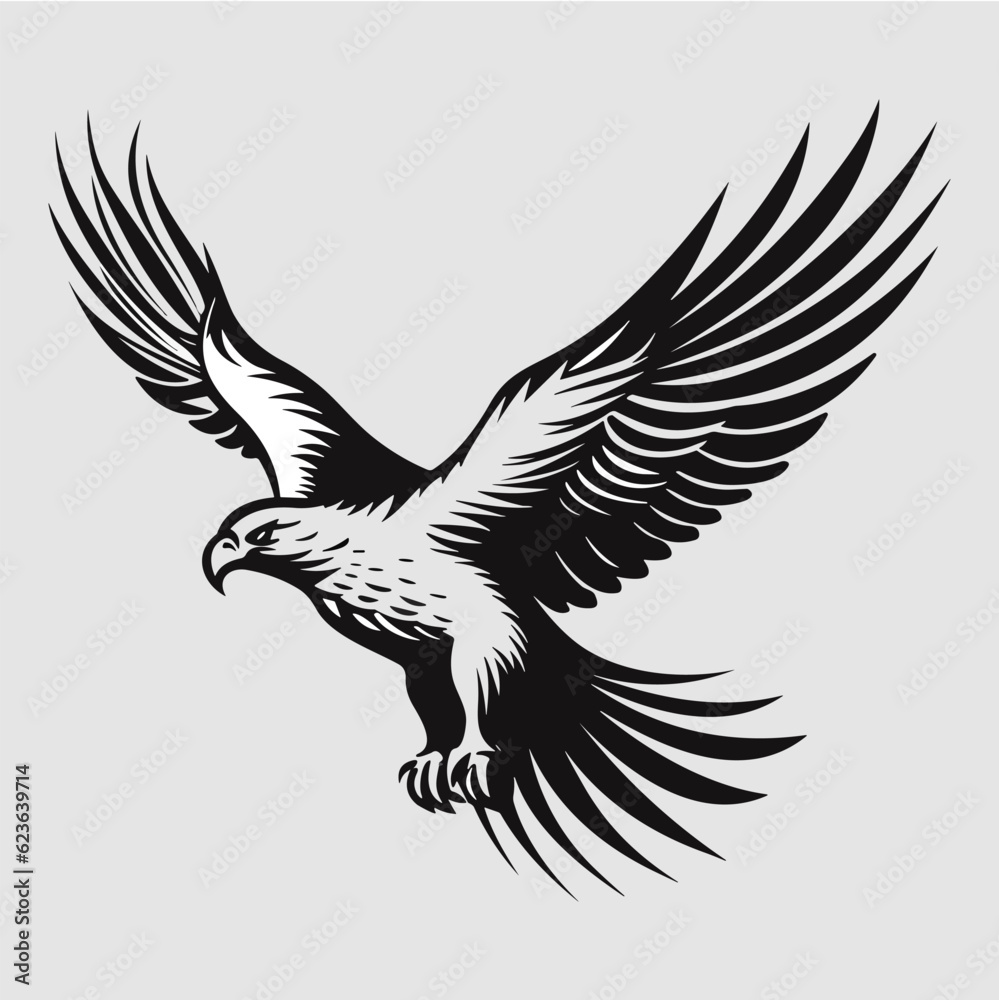 Fototapeta premium Minimalist vector of an eagle. Suitable for logo or tattoo.