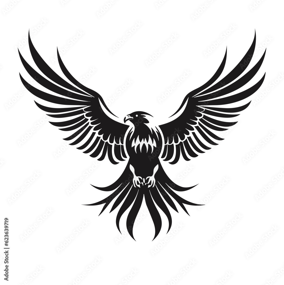 Obraz premium Minimalist vector of an eagle. Suitable for logo or tattoo.