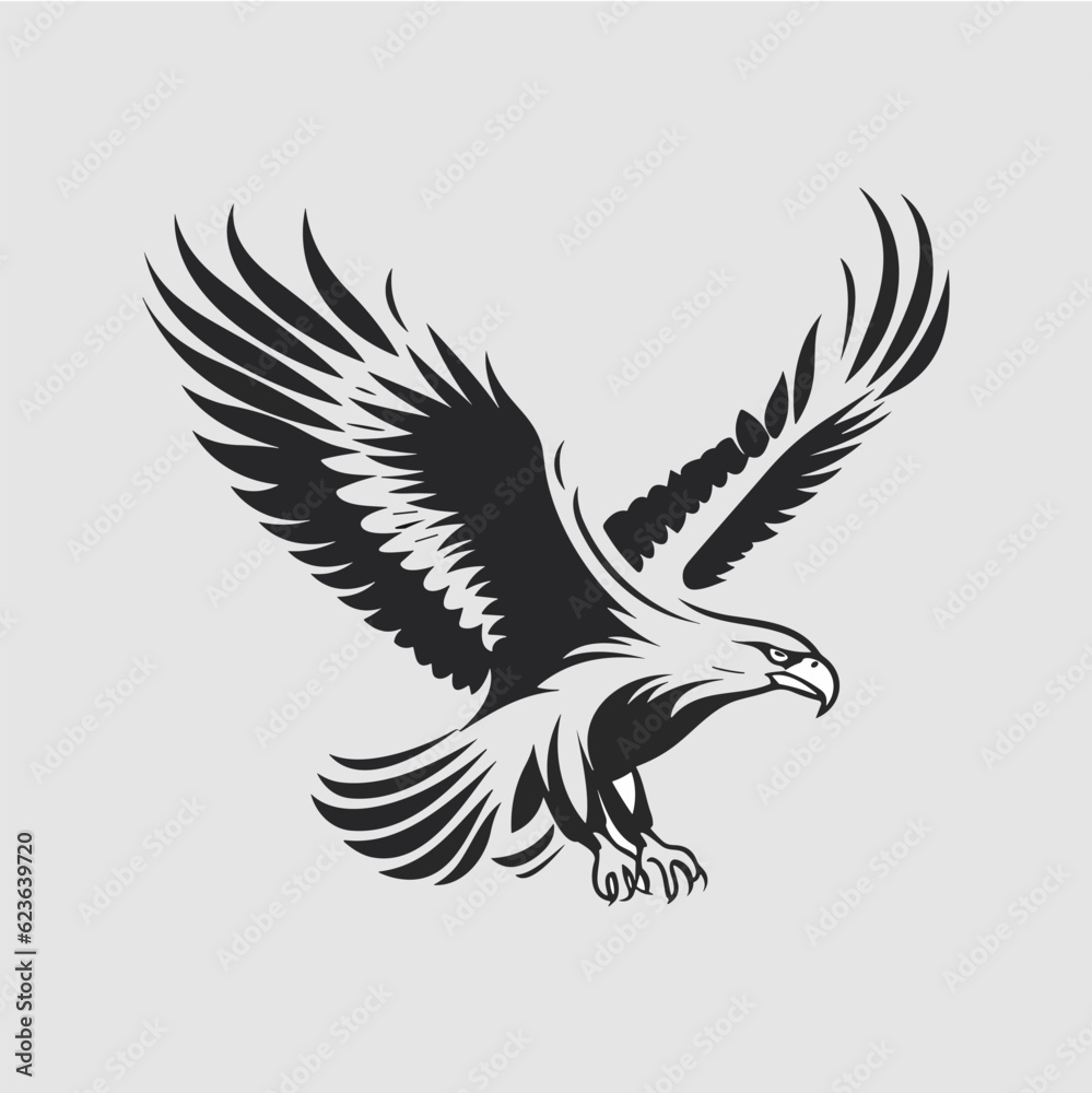 Fototapeta premium Minimalist vector of an eagle. Suitable for logo or tattoo.