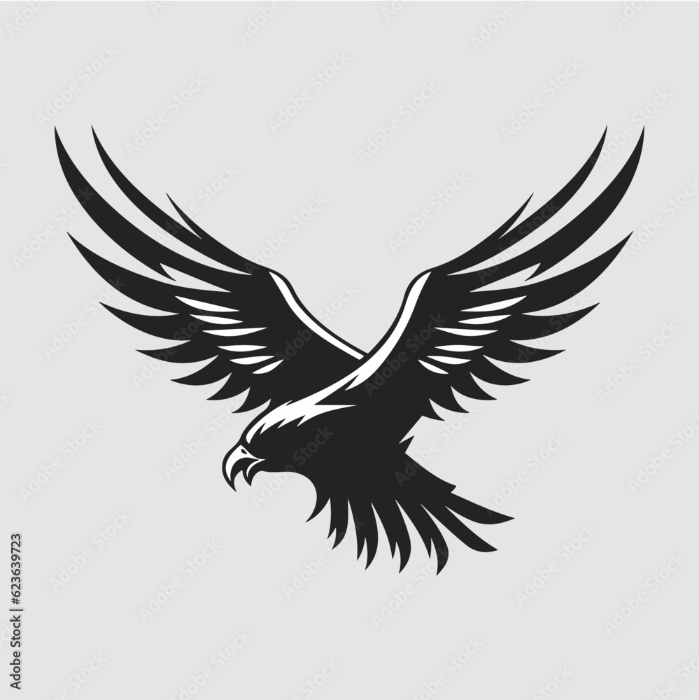 Minimalist vector of an eagle. Suitable for logo or tattoo.