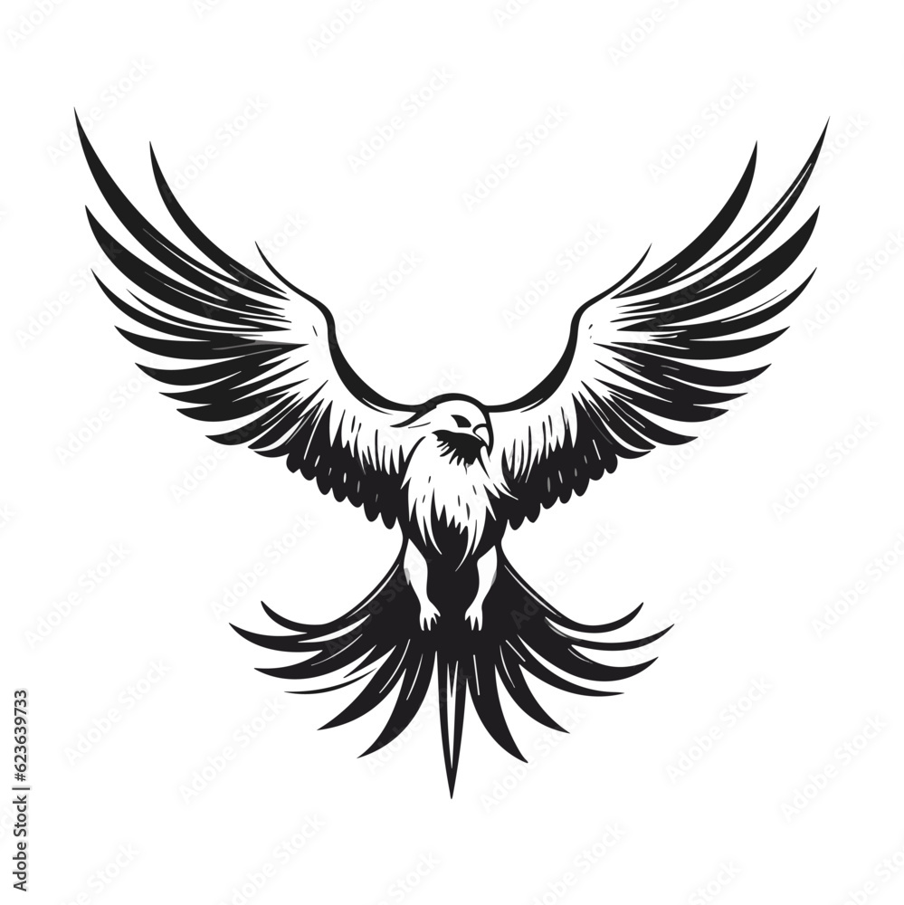 Fototapeta premium Minimalist vector of an eagle. Suitable for logo or tattoo.