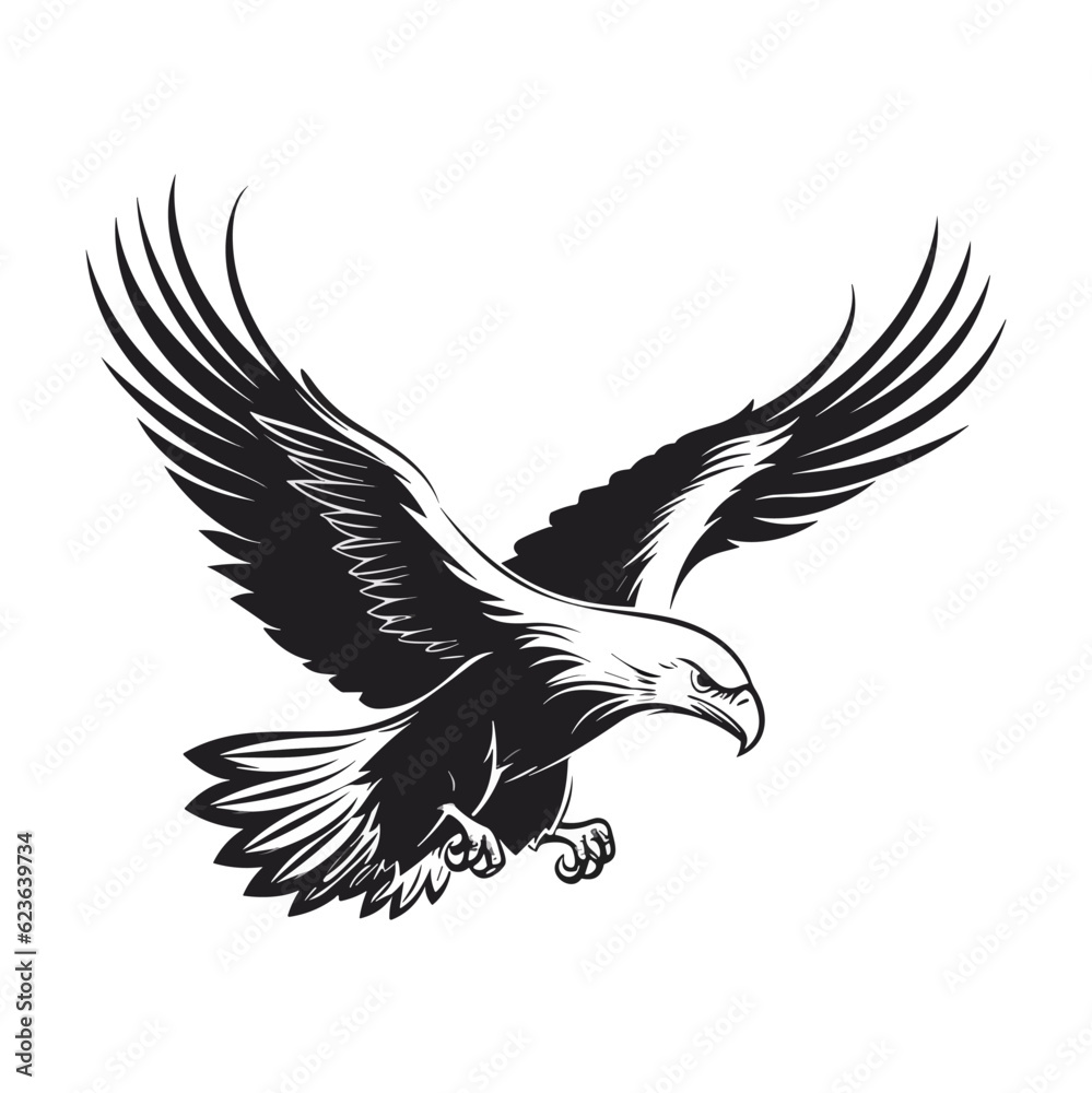 Fototapeta premium Minimalist vector of an eagle. Suitable for logo or tattoo.