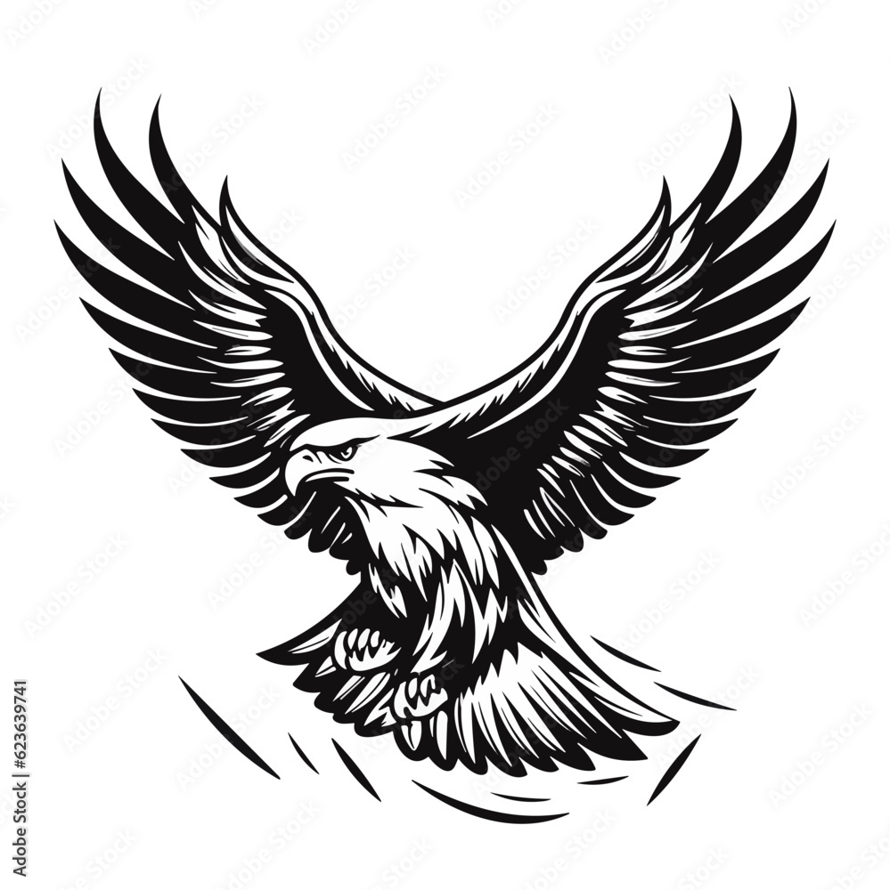Fototapeta premium Minimalist vector of an eagle. Suitable for logo or tattoo.