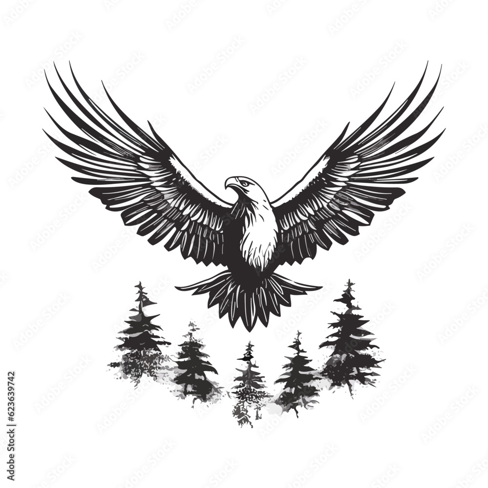 Minimalist vector of an eagle. Suitable for logo or tattoo. Minimalist vector of an eagle. Suitable for logo or tattoo.