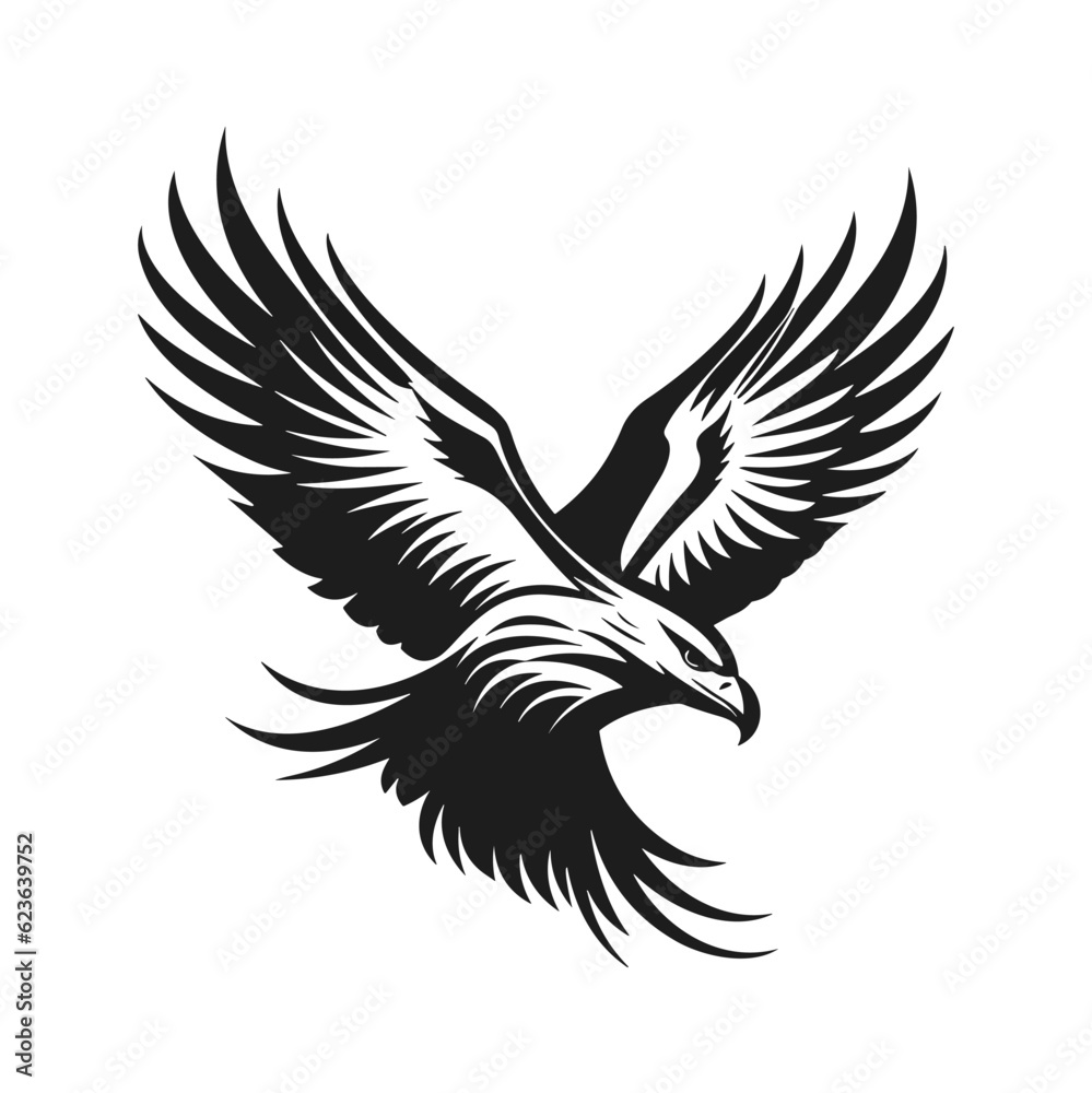 Fototapeta premium Minimalist vector of an eagle. Suitable for logo or tattoo.