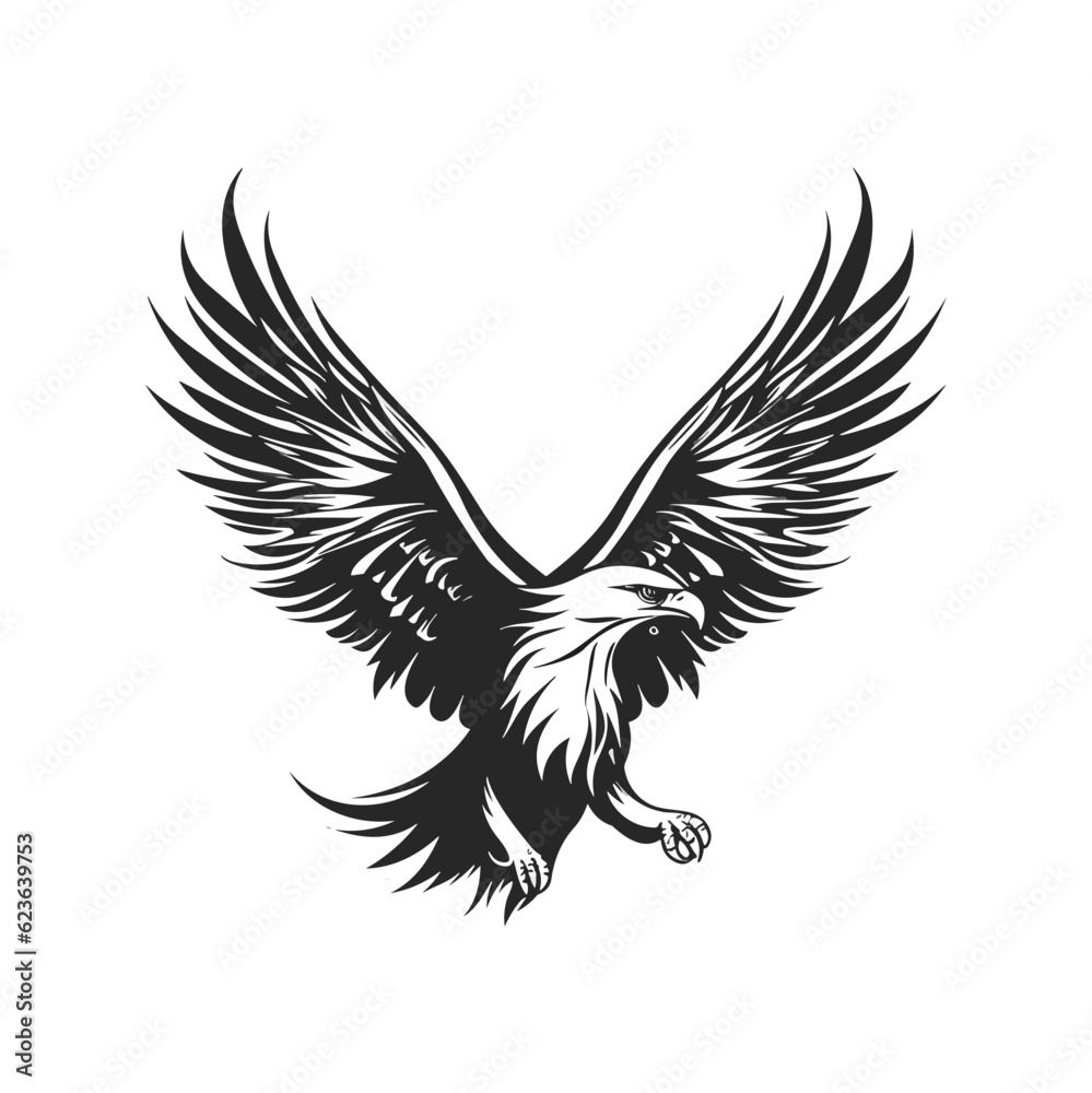Obraz premium Minimalist vector of an eagle. Suitable for logo or tattoo.