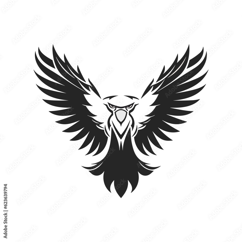 Minimalist vector of an eagle. Suitable for logo or tattoo.