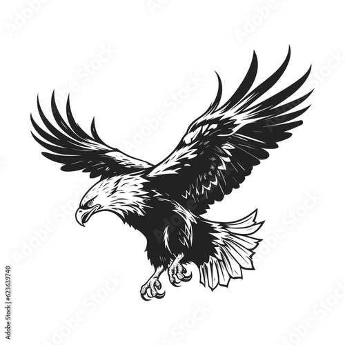 Minimalist vector of an eagle. Suitable for logo or tattoo.