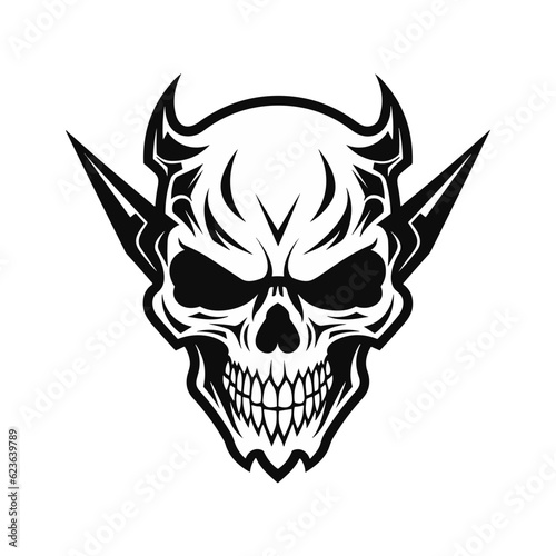 Hard rock metal skull with horns.