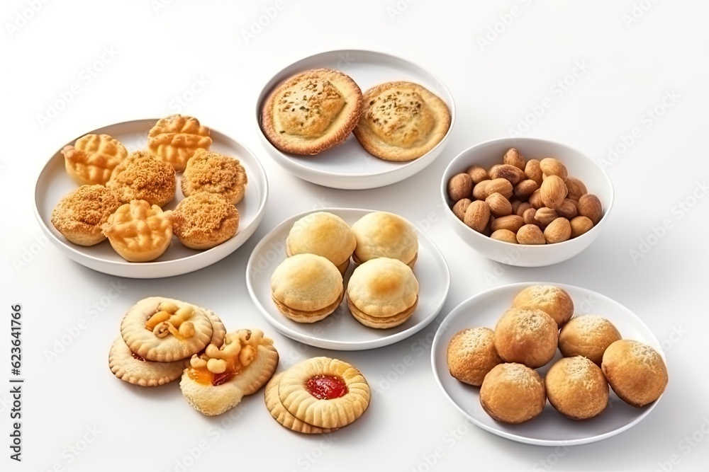 variety of delicious cookies and pastries on a plate. Generative AI variety of delicious cookies and pastries on a plate. Generative AI