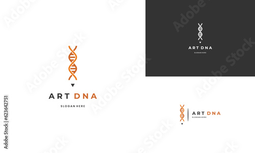 dna combine with pencil logo design modern concept