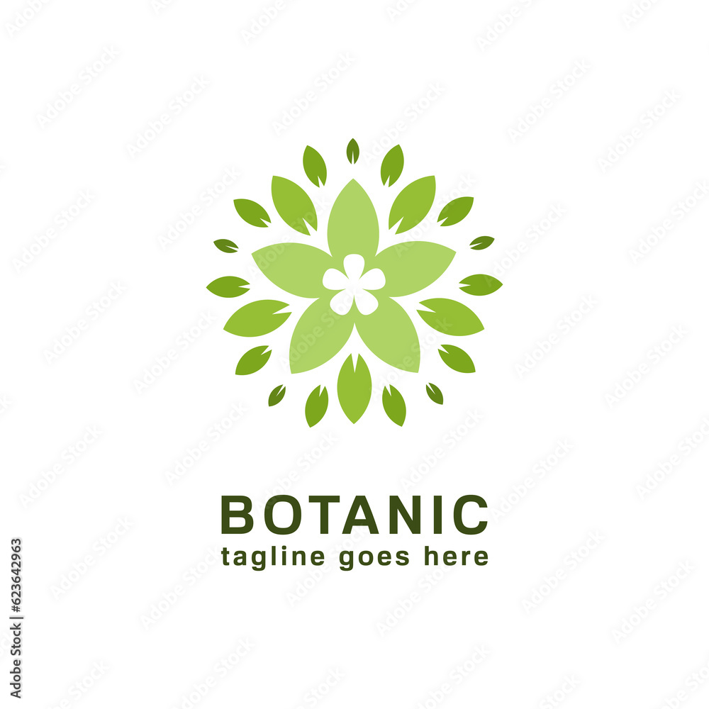 minimalist vector illustration green logo leaves growth ecology botanic nature