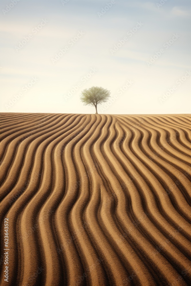 Naklejka premium Lonely tree in the desert with sand dune texture.