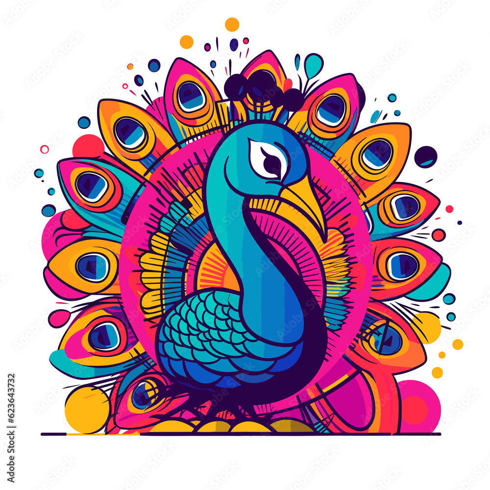 Fototapeta premium Peacock, TShirt Design , graphic design, Generative Ai