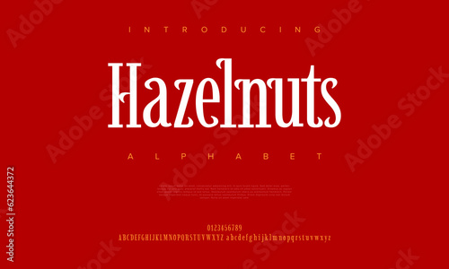 Hazelnuts creative vintage alphabet font. Digital abstract moslem, futuristic, fashion, sport, minimal technology typography. Simple numeric vector illustration
