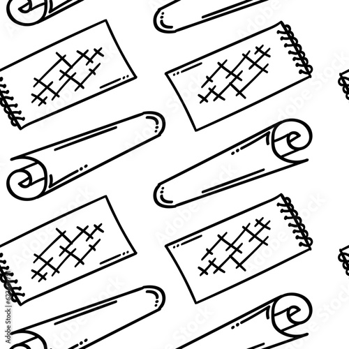 Paper Roll seamless pattern, sketchbook pattern, doodle seamless pattern