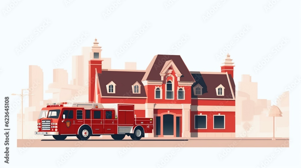 Naklejka premium Illustration of fire station on white background