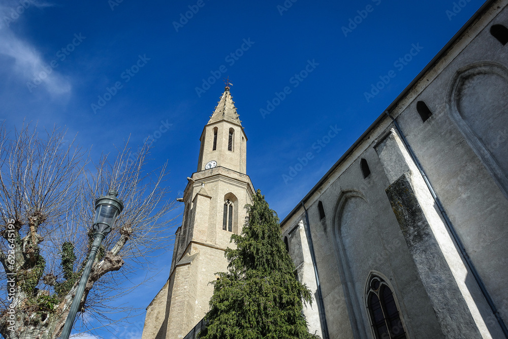 TARBES, FRANCE-APR 9, Saint Therese Church, The Church is like a watchtower over the traditional market place of Place Marcadieu on April 9, 2018. Tarbes, France