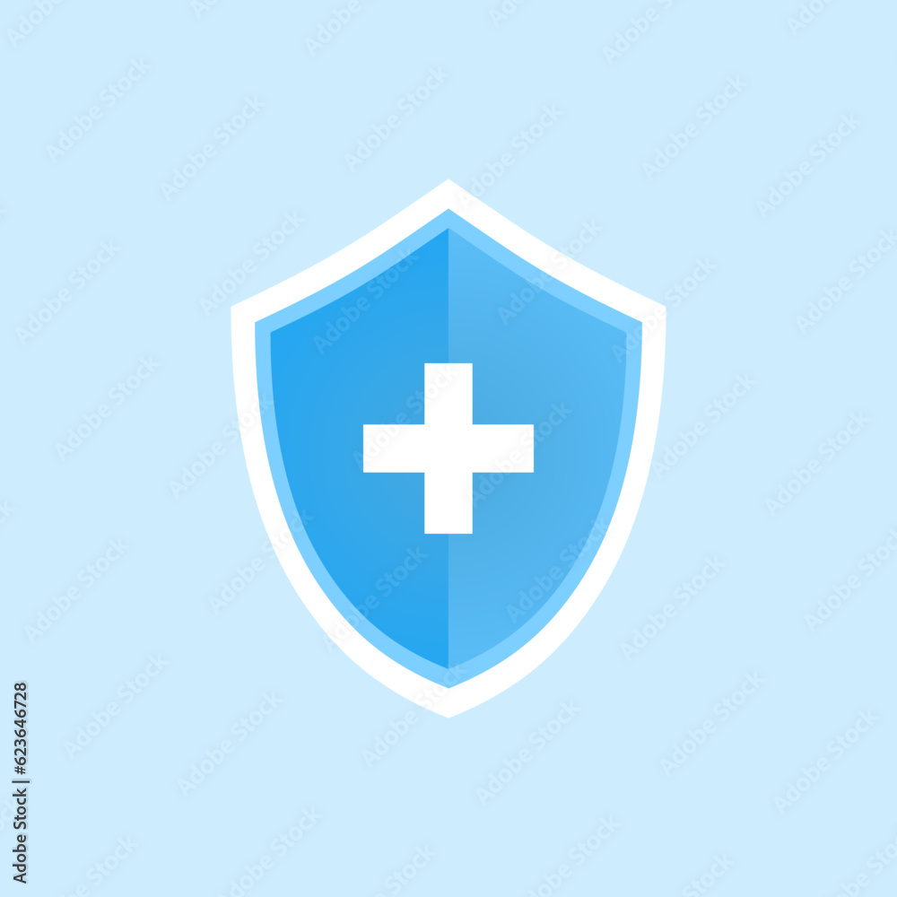 Vector signs medical emblem flat symbol illustration blue shield protection. Vector signs medical emblem flat symbol illustration blue shield protection.