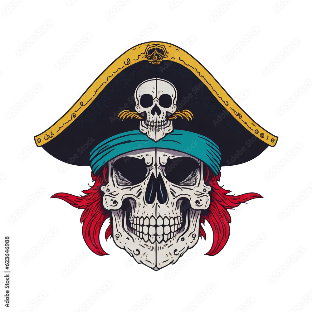 Pirate Skull Illustration, Generative AI Pirate Skull Illustration, Generative AI