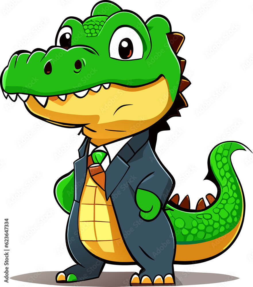 Fototapeta premium cute crocodile cartoon character style for kid png file transparent