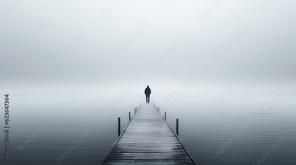 Obraz premium silhouette of a person in a fog