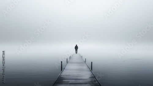 silhouette of a person in a fog