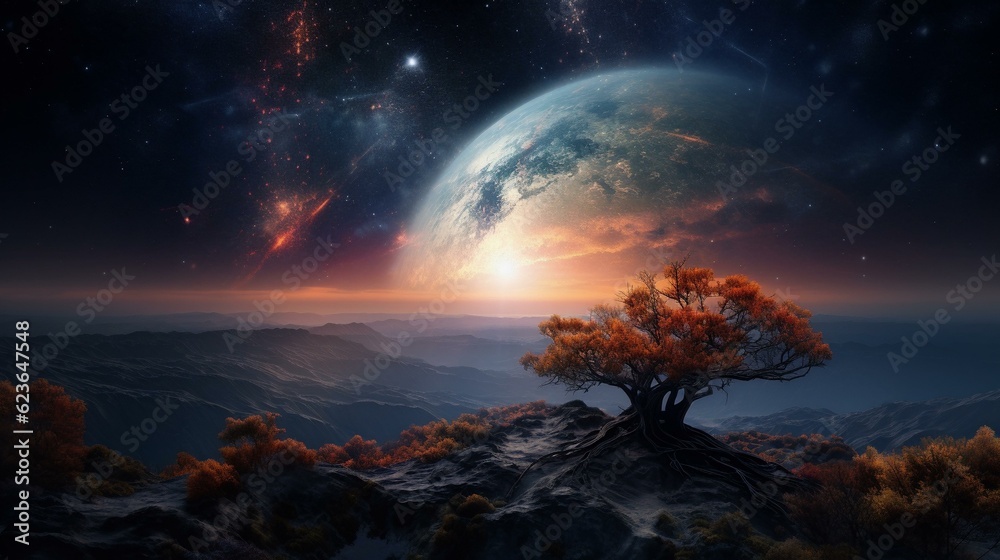 Fototapeta premium sky with stars and clouds