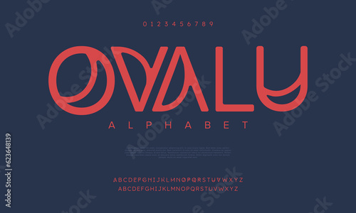 Ovalu creative modern urban alphabet font. Digital abstract moslem, futuristic, fashion, sport, minimal technology typography. Simple numeric vector illustration