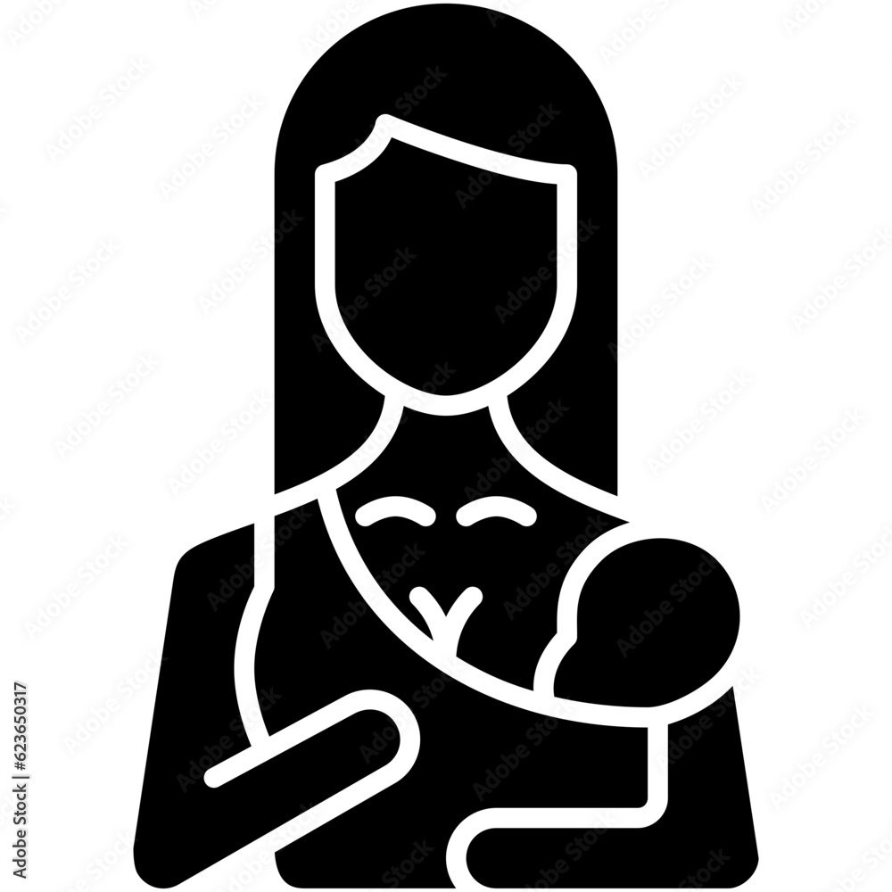 Breastfeeding Icon. Mother Feed Baby Milk Symbol Stock Illustration. Vector Solid Icons For UI Web Design And Presentation Breastfeeding Icon. Mother Feed Baby Milk Symbol Stock Illustration. Vector Solid Icons For UI Web Design And Presentation