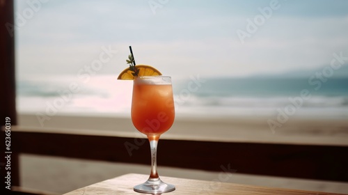 cocktail with blur beach background