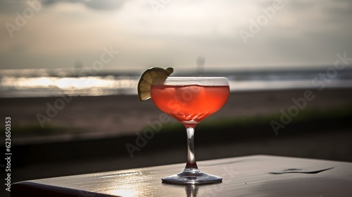 cocktail with blur beach background © KWY