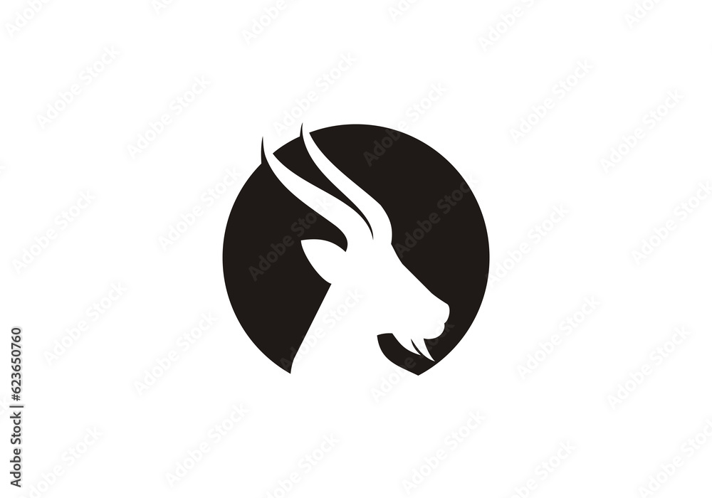 Rustic Goat Head Horns Silhouette logo design inspiration Rustic Goat Head Horns Silhouette logo design inspiration
