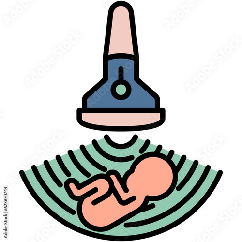 Ultrasound Icon. Sonography Medical Device Symbol Stock Illustration. Vector Filled Line Icons For UI Web Design And Presentation