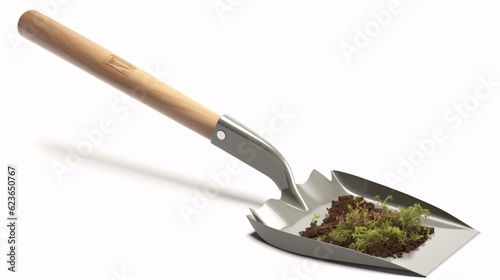 Photo gardening tool shovel and soil