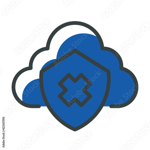 cloud computing themed icon design with several additional icons that represent their respective functions.