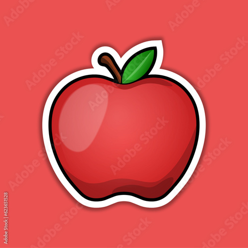 apple icon logo vector. illustration of a apple with outline design printed on paper. fresh apple fruit logo emoji sticker. red apple vector